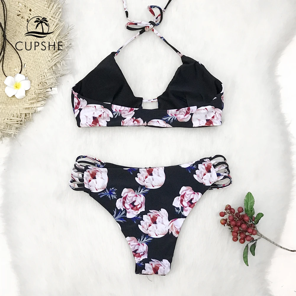 Купальник бикини CUPSHE женский сексуальный с бретельками и цветочным принтом