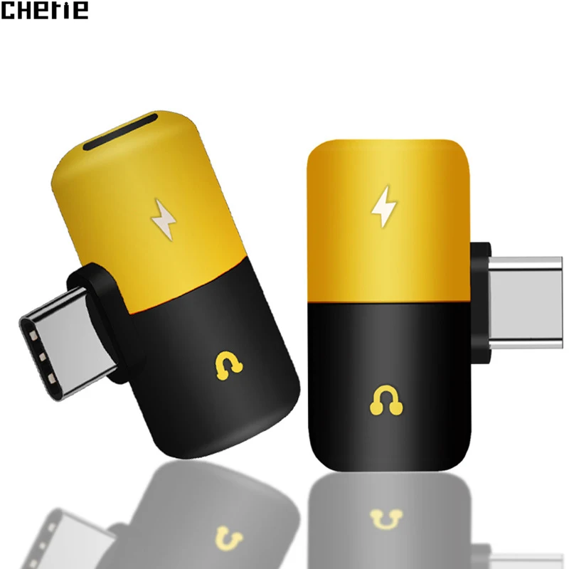 Чери двойной тип C аудио разъем для наушников Aux адаптер USB зарядки Xiaomi Huawei Samsung