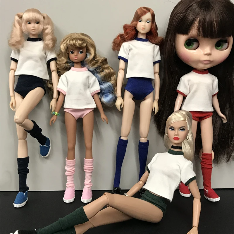 3 шт./компл. 1/6 Одежда для куклы Blyth футболка + трусики спортивные костюмы Барби obistu