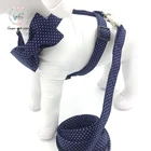Шлейка для собак в голубую точку с бантом или шлейкой без бабочки базовый поводок для собак Регулируемая металлическая пряжка товары для домашних животных