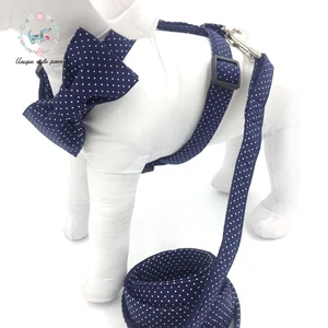 Шлейка для собак в голубую точку с бантом или шлейкой без бабочки базовый поводок для собак Регулируемая металлическая пряжка товары для домашних животных
