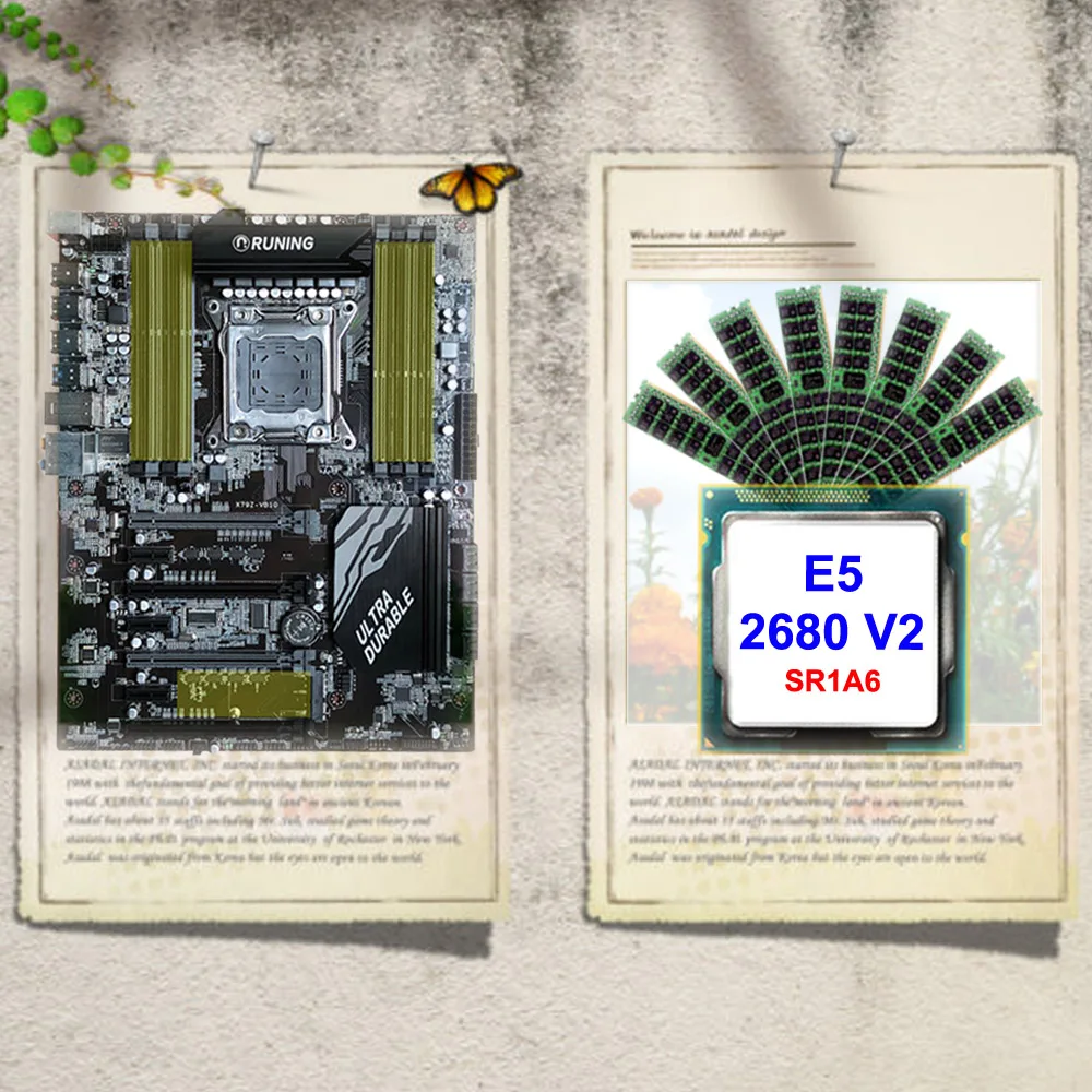 Рекламный Runing ATX X79 супер процессор Материнская плата Intel Xeon E5 2680 V2 2,8 GHz SR1A6 память 128G(8*16G) 1600MHz REG ECC