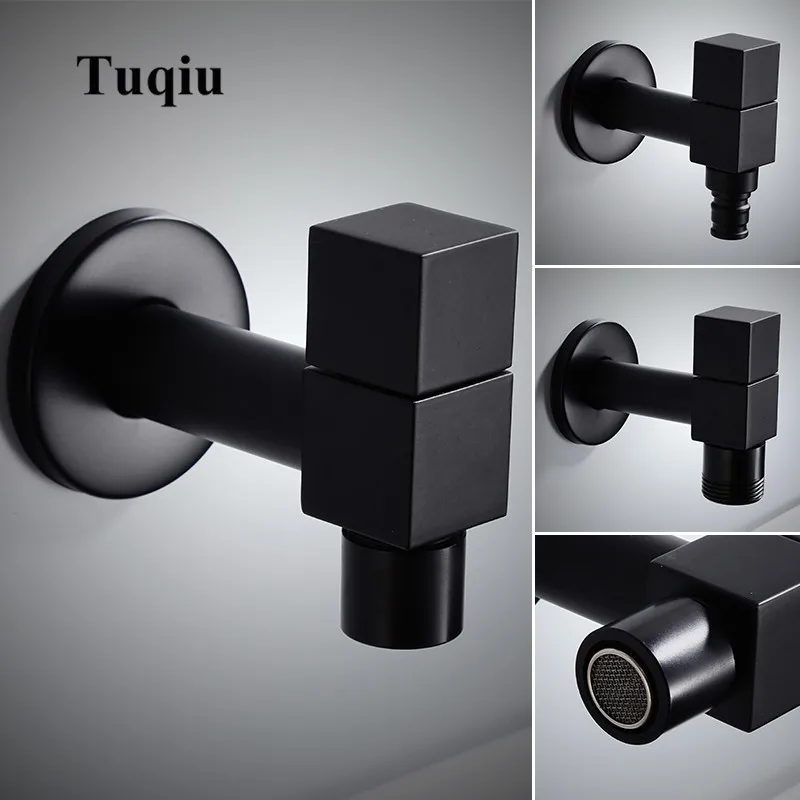 Washing machine faucet Copper Bathroom corner tap Single Cold garden Faucet Black Oil outdoor mixer Small Tap | Обустройство дома