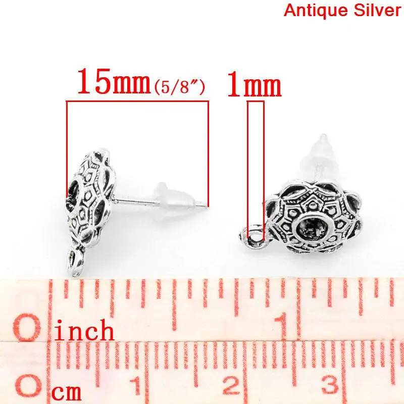 8 сезонов серьги Круглые античные серебряные цвета (можно держать ss16 горный