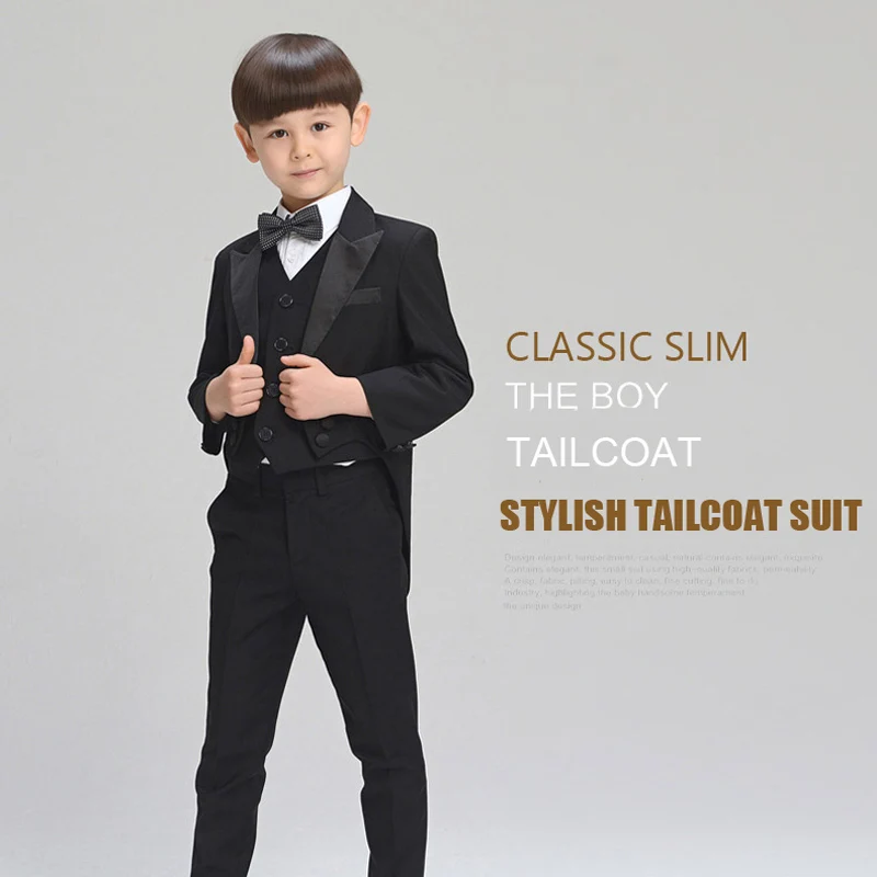 Комплект одежды для больших мальчиков черный Фрак детские костюмы выпускного