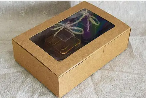 

18*12*5cm kraft paper cake box with pvc window,cupcake cookies packaging paper box gift carton box,window cake paper box