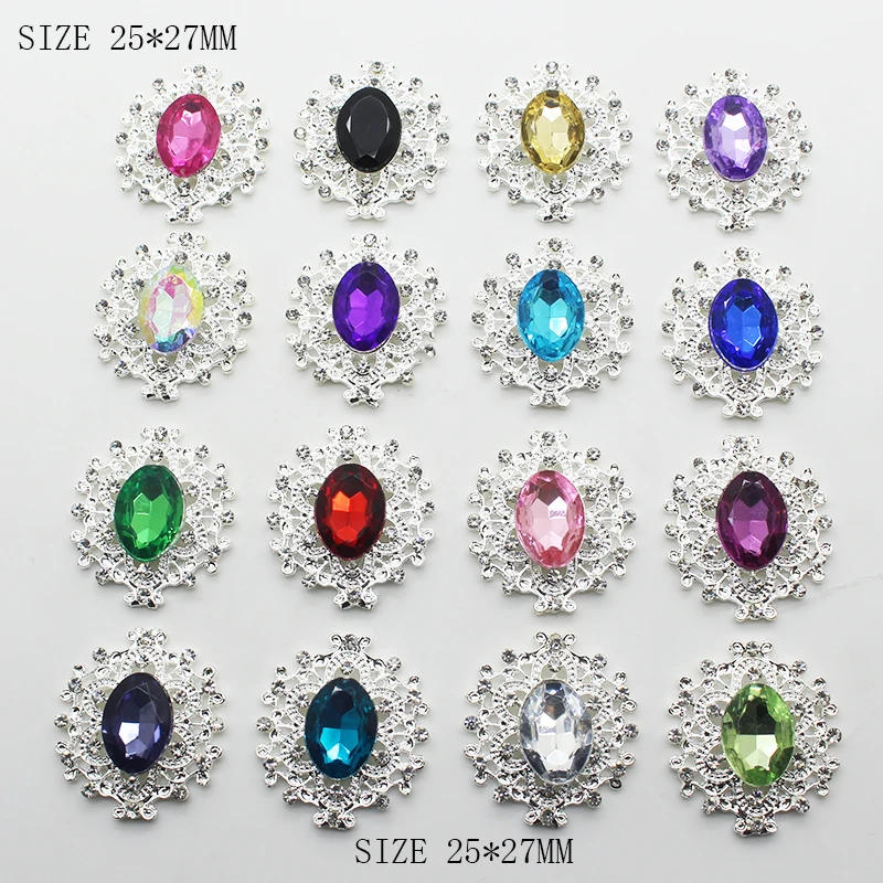 

ZMASEY Fashion Sale Prices 10Pcs/Lot 25*27mm Metal Buttons 16ColorRhinestone Alloy Wedding DIY Accessories Women Clothing Decor