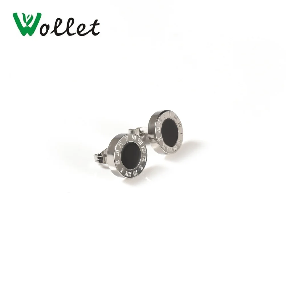 

Wollet Jewelry Titanium Stud Earring Piecing for Women Men Simple Metallic Black Color