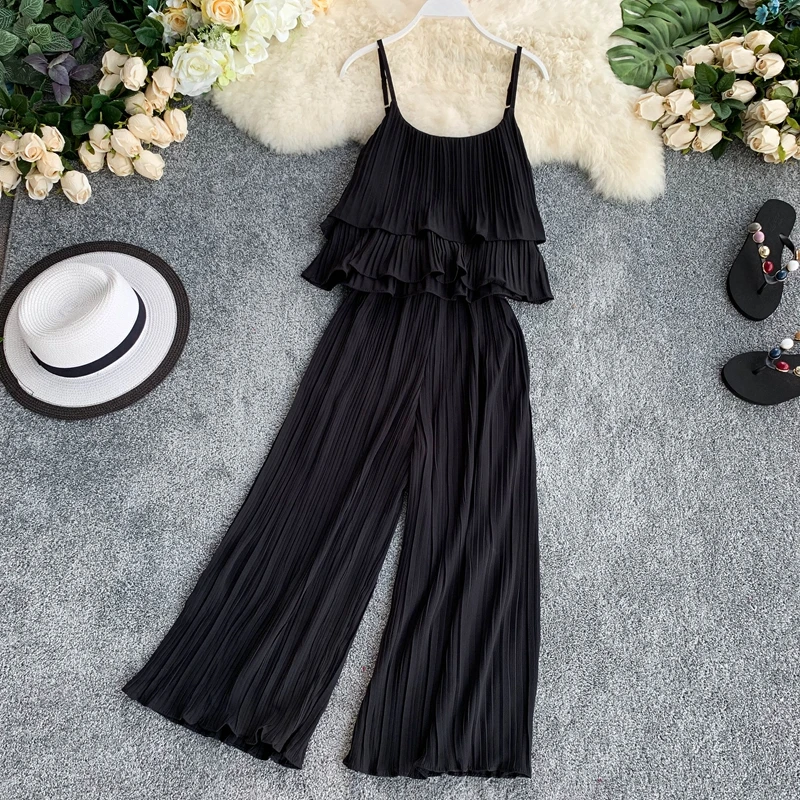 Женский Повседневный комплект ALPHALMODA плиссированный топ на бретельках с оборками