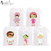 spa theme party favor bags girls party gift bags spa cosmetics bags party container supplies 5pcs