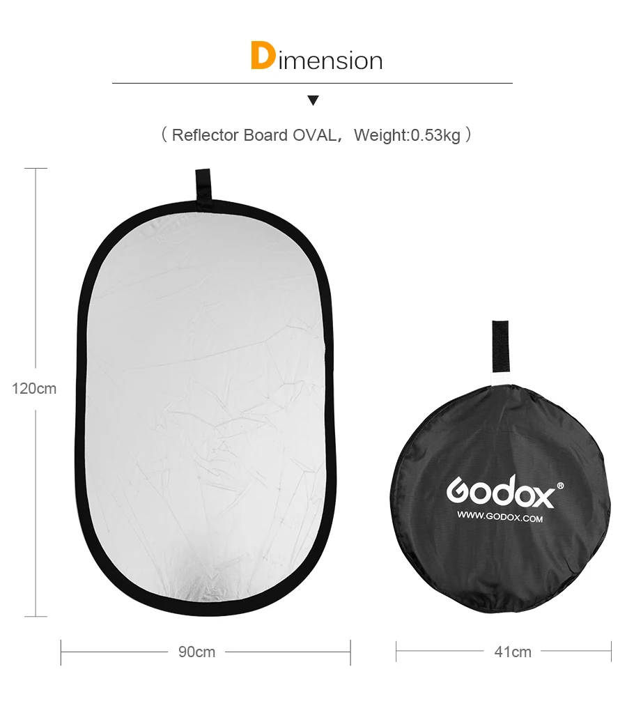 Godox 3"* 47" 90x120 см 2 в 1 портативный складной светильник овальная доска отражателя фотографии