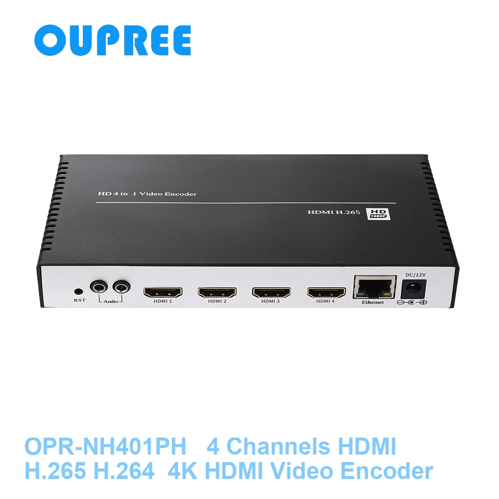 4K 4 канальный HDMI IP кодировщик потокового видео H.265 RTMP с поддержкой HLS HTTP RTSP UDP RTP