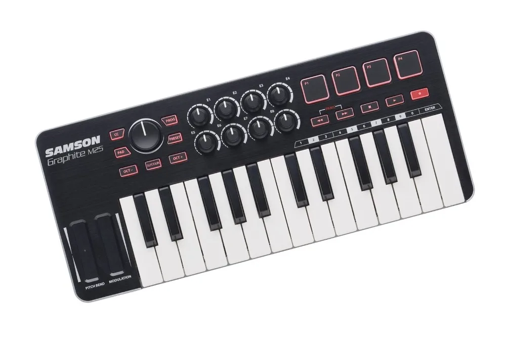 Samson GRAPHITE M25 Mini USB MIDI контроллер 25 клавиш для ipad клавиатуры портативный для аранжирования выступлений