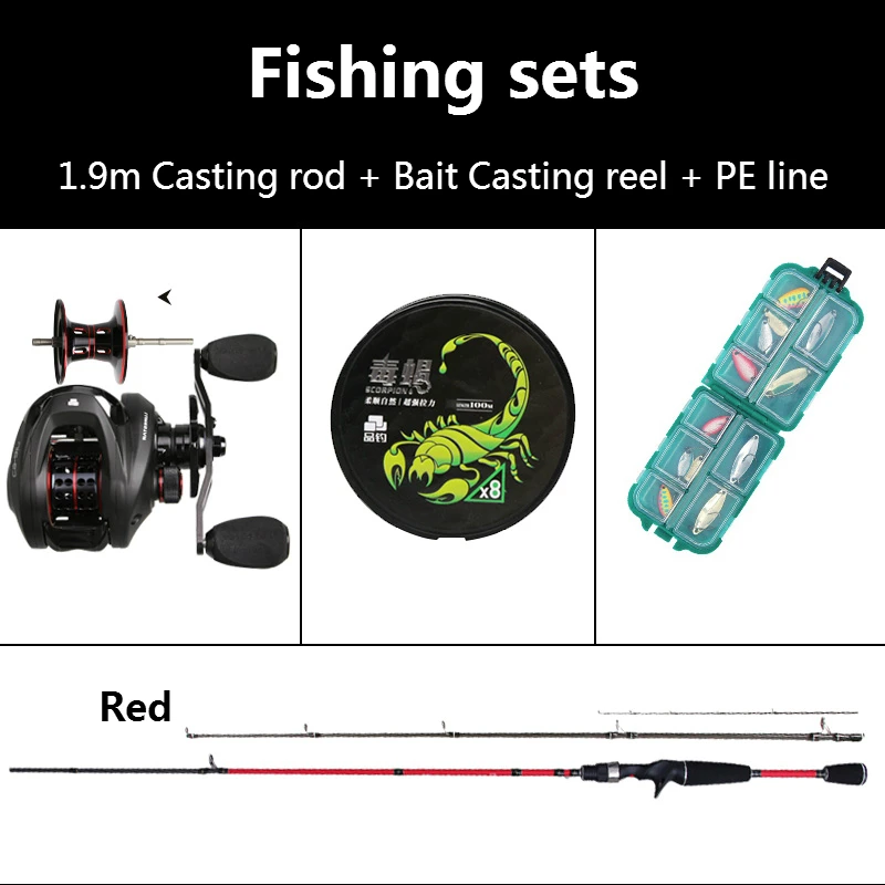Hign Carbon Sea Pole Fishing Sets Ultra-soft Portable Pesca Lure Light Spinning Casting Rod with Spinning/casting Reel | Спорт и