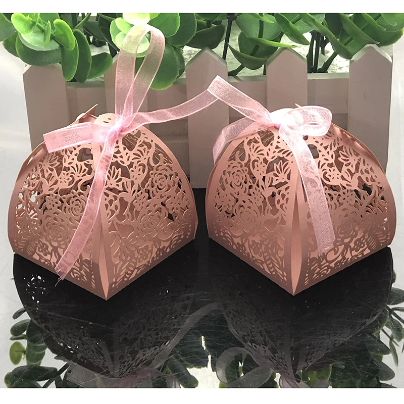 10 шт. с цветами лазерной резки конфетная коробка для свадебных сувениров и