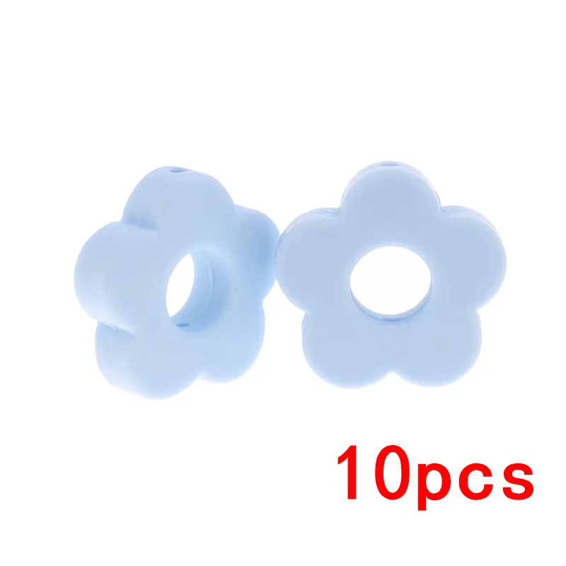 Pastel Blue57 Силиконовые Бусины, цветок, 10 шт., Детские Прорезыватели для зубов, бусины для кормления, бабочки, bpa, бесплатные прорезыватели, силиконовый детский спасательный круг, diy адаптер для соски - Цвет: Pastel Blue57