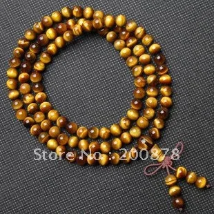 

BRO809 Natural 8mm Yellow Tiger Eye Beaded Bracelet Buddhist 108 Prayer Beads Meditation Mala for Man