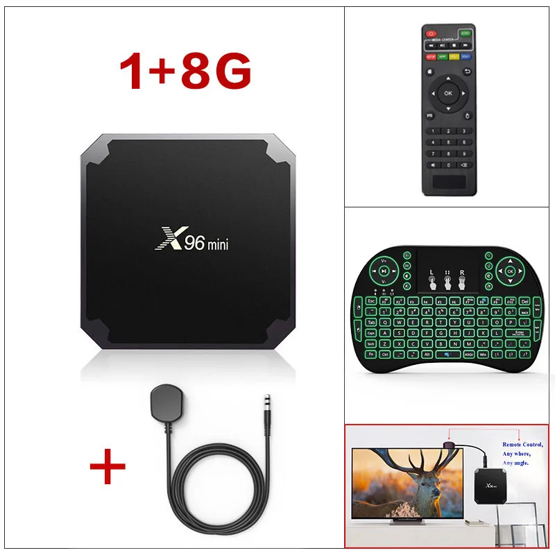 X96mini Android 9,0 ТВ приставка Amlogic S905W Четырехъядерный 4K HD Смарт медиаплеер X96 Мини 2,4G Wifi 1 ГБ DDR3 2 Гб Netflix телеприставка - Цвет: 1G 8G IR I8