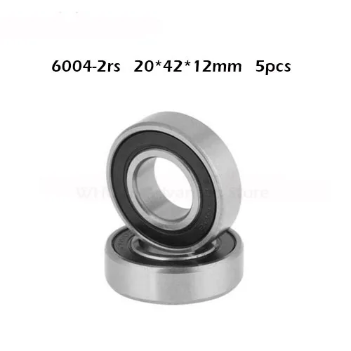 5pcs/lot 6004RS Motor Grade Deep Groove Ball Rolling Bearings 6004-RS 20*42*12mm 20*42*12 High Quality Bearing Steel | Обустройство