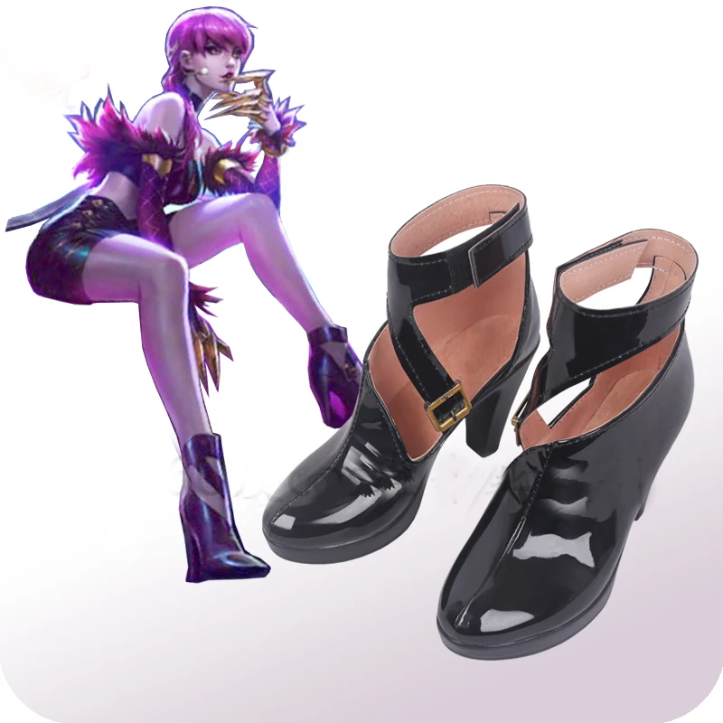 Черные ботинки для косплея LOL KDA Evelynn Хэллоуина карнавала костюма