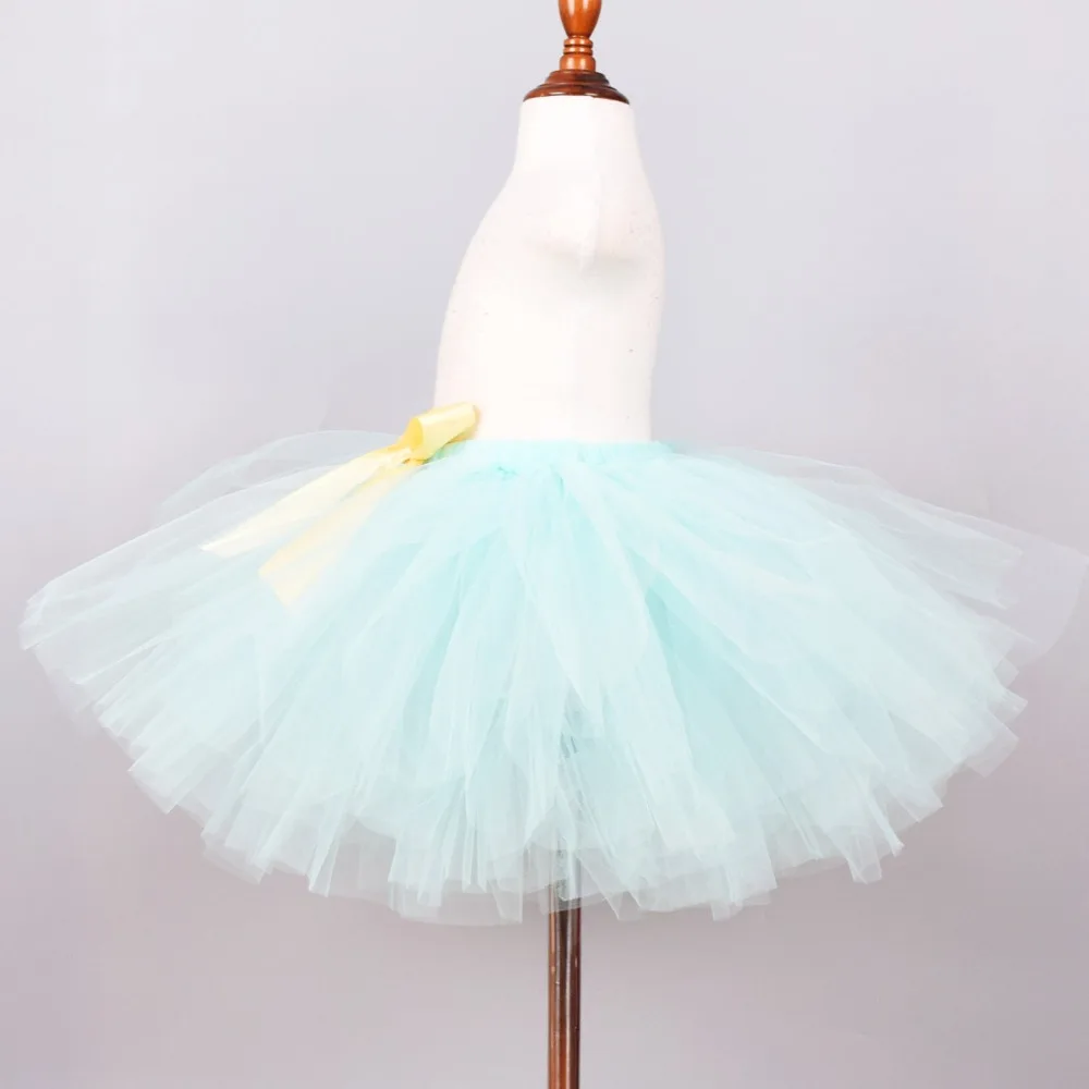 

Solid Mint Fluffy Tutu Skirt for Girls Baby Birthday Party Skirt Kids Dance Ballet Pettiskirt Cute Costume with Gold Bow