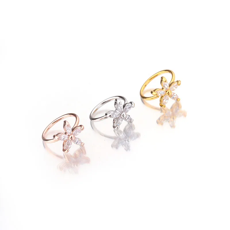 Sellsets 1 шт. CZ Маргаритка цветочный обруч тренгус серьги нос ювелирные изделия спиральные украшения для пирсинга Конч роок даит кольцо в ухо Серьги Новинка