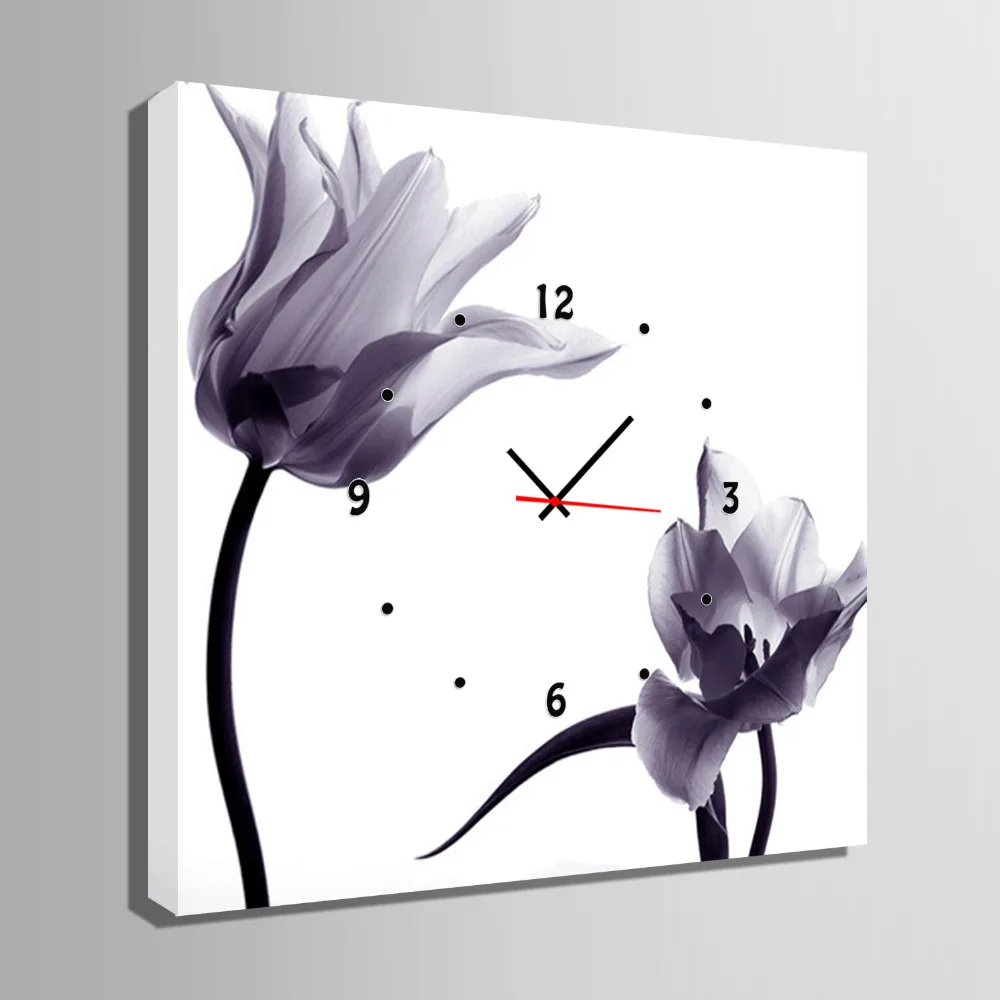 

1 Piece Unframed Plain Flowers Clock Canvas Painting wall Art can ce used for clock For Living Room Home Decor