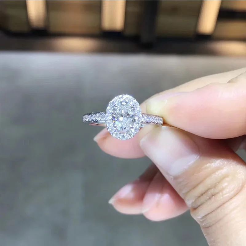 Женское кольцо для помолвки ANI 18 K белое золото (AU750) 0 77 CT GIA Certified G/SI1 овальная