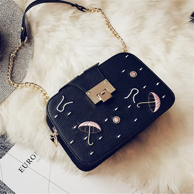 Женская сумка на плечо с цепочкой Сумка мультяшной вышивкой модная через для