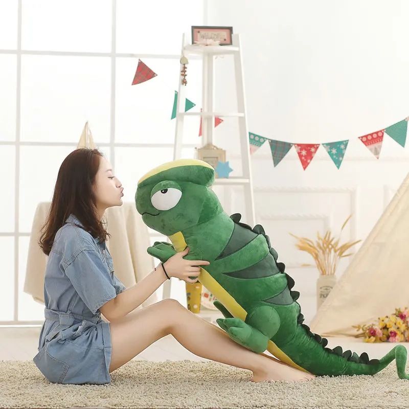 

100cm/140cm Large Simulation Dinosaur Plush Toys Stuffed Animals Plush Chameleon Pillow Doll Toys for Children Girls Gifts