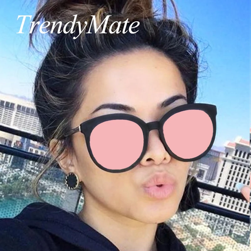 Солнцезащитные очки кошачий глаз женские роскошные большие черные зеркальные