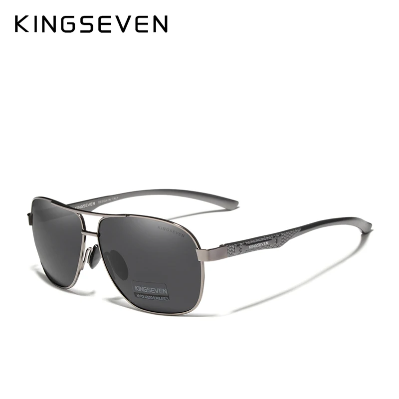 Gun gray KINGSEVEN, фирменный дизайн, поляризованные алюминиевые солнцезащитные очки, мужские, для вождения, синие, зеркальные, солнцезащитные очки для мужчин, очки, Gafas De Sol - Цвет линз: Gun gray