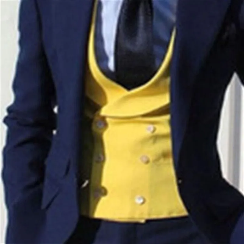 as picture Желтый, двух однобортный жилет на свадьбу мужские жилетки Slim Fit самого модного дизайна, лучший Для мужчин британский стиль мужские жилеты - Цвет: as picture