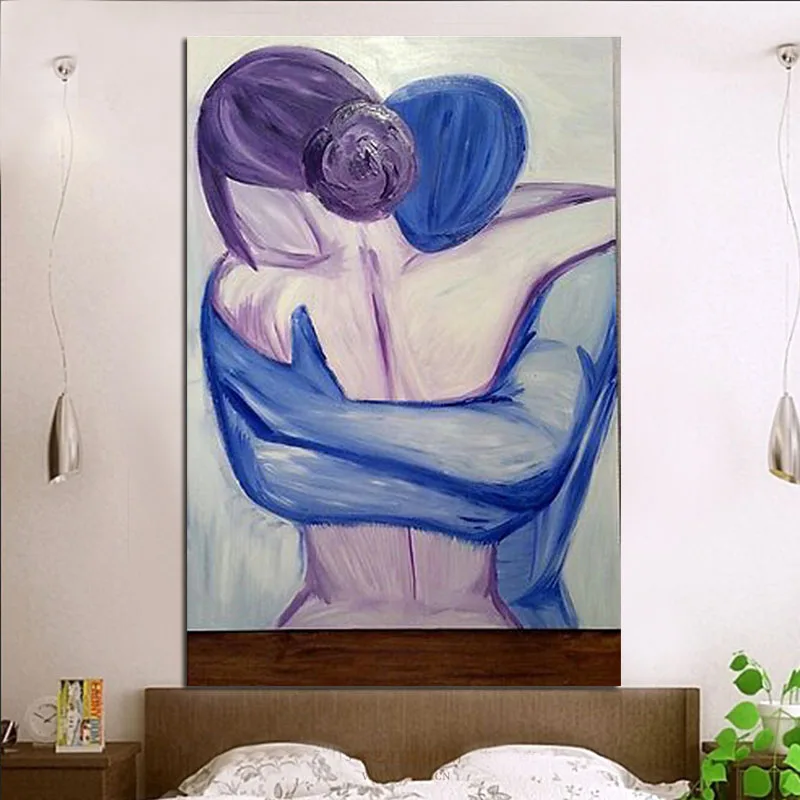 100% ручная роспись изящных стен абстрактный стиль картина маслом для пары
