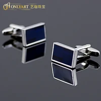 onlyart free shipping blue enamel strip male cufflinks clip for french shirt accessories