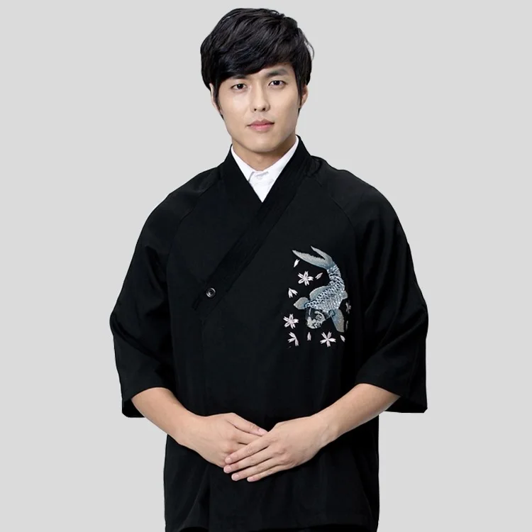 

Waitress uniforms Japan Cuisine chef suit Restaurant service cloth fish pattern Kimono Work wear