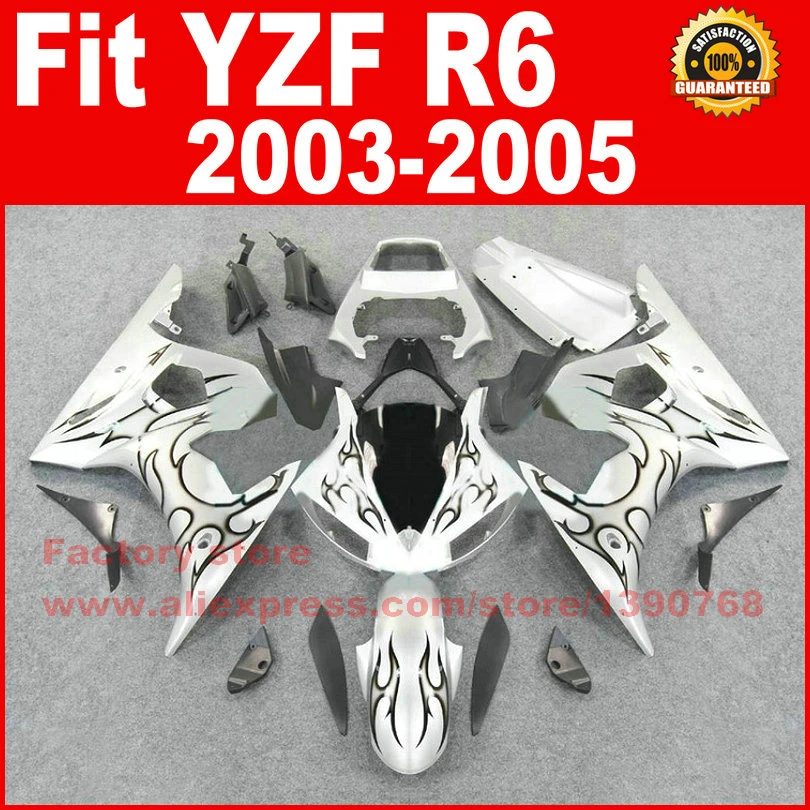 Комплекты обтекателей из АБС-пластика на заказ для YAMAHA YZFR6 2003 2004 2005 черное пламя