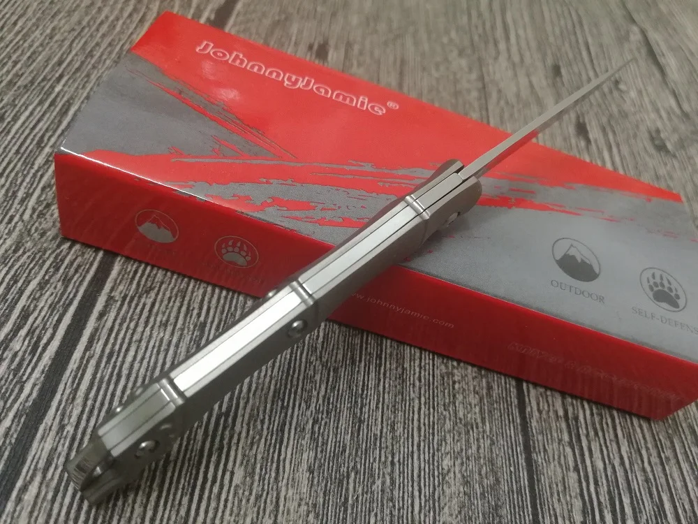 Карманный нож английского бренда JohnnyJamie PEN1 дамасское лезвие ручка из титанового