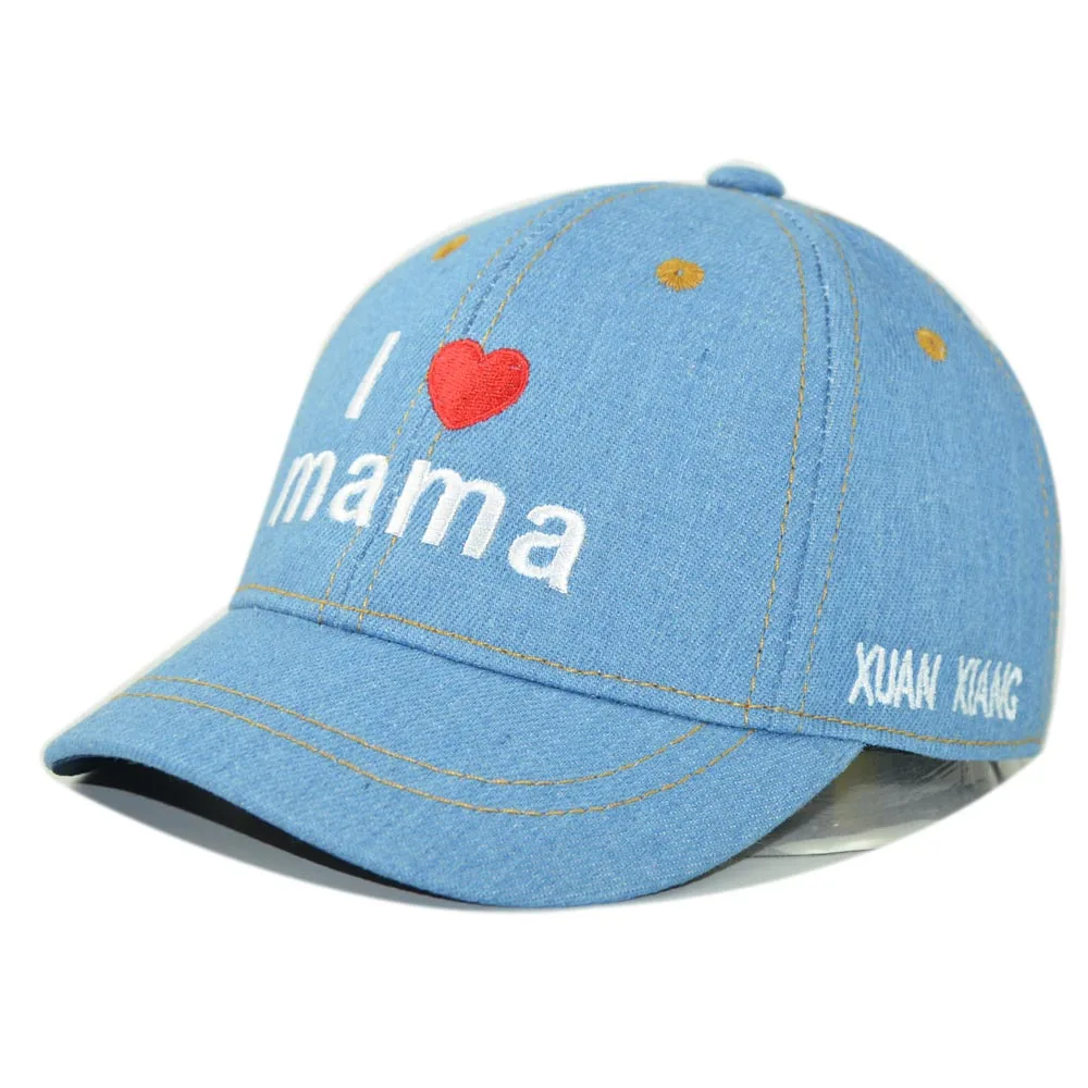 Детская кепка с надписью I love mama джинсовые бейсболки для девочек и мальчиков