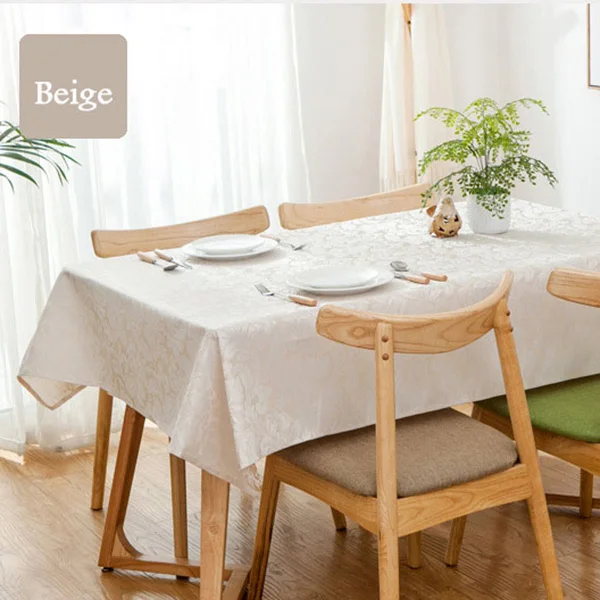Beige UFRIDAY, Современная Рождественская скатерть, водонепроницаемая, плотная, скатерть, красный жаккард, свадебная скатерть, для отеля, дома, вечерние, украшения - Цвет: Beige