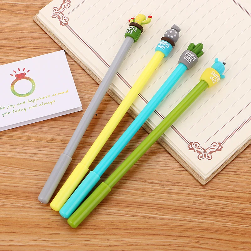 

100 PCs Creative Stationery Cactus Neutral Pen Cute Cartoon Student Needle Water Pen Office Supplies Signature Kawaii Pen