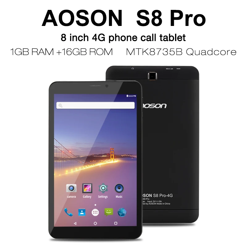 Распродажа! AOSON 8 дюймов 4G LTE телефонные звонки планшеты 800*1280 HD ips MTK8735B