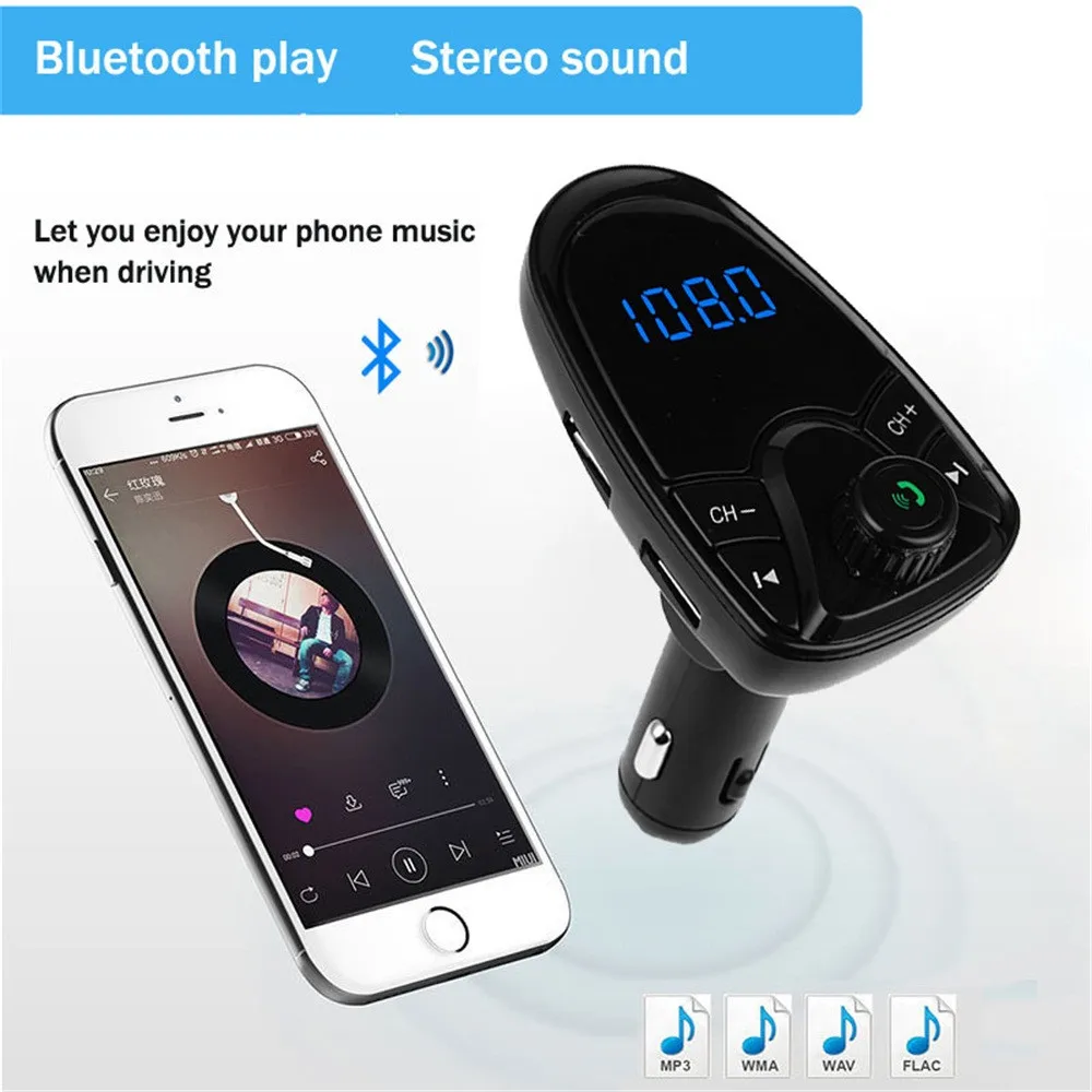 Bluetooth FM передатчик MP3 плееры модулятор Handsfree Dual USB зарядное устройство Поддержка TF