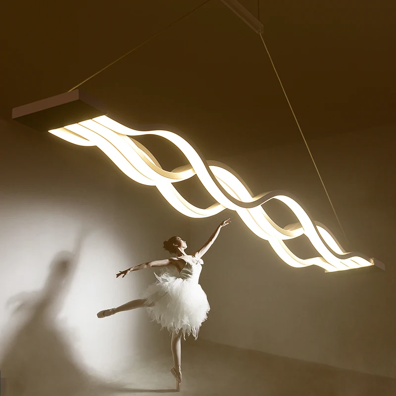 

modern minimalist atmosphere Rectangular led remote control Chrome Feature for LED Acrylic pendant light Living Room