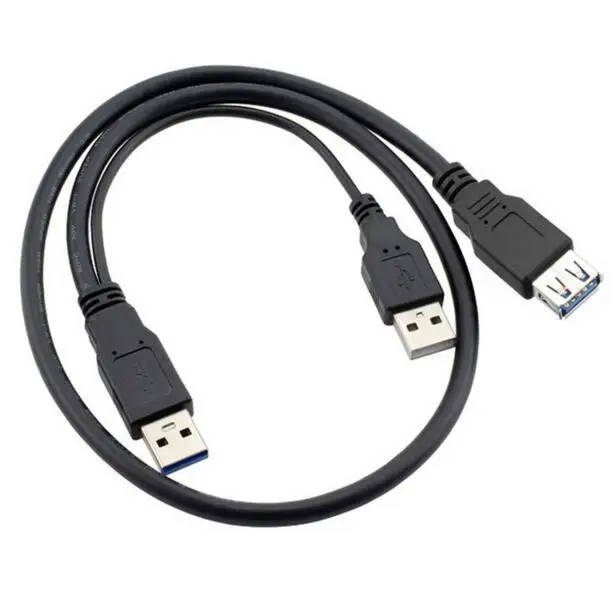 Кабель Y-типа 60 см 2 фута 0 3 м два разъема USB A папа-мама Y-образный кабель для