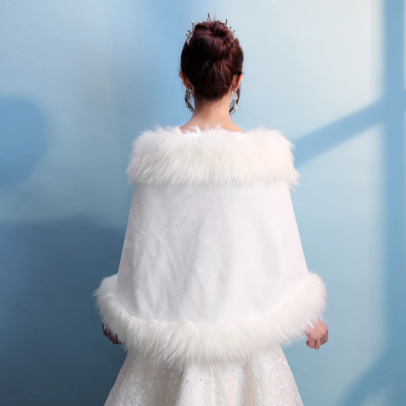 Ivory Long Faux Fur Wedding Wrap Shawls Warm Autumn Winter Womens Evening Bridal Bolero Wraps | Свадьбы и торжества