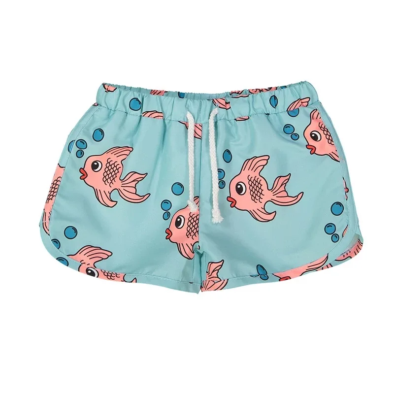 blue trunks Детские купальники, г. бренд Hugo, Цельный купальник с рисунком для девочек, летние детские костюмы в полоску для праздников - Цвет: blue trunks