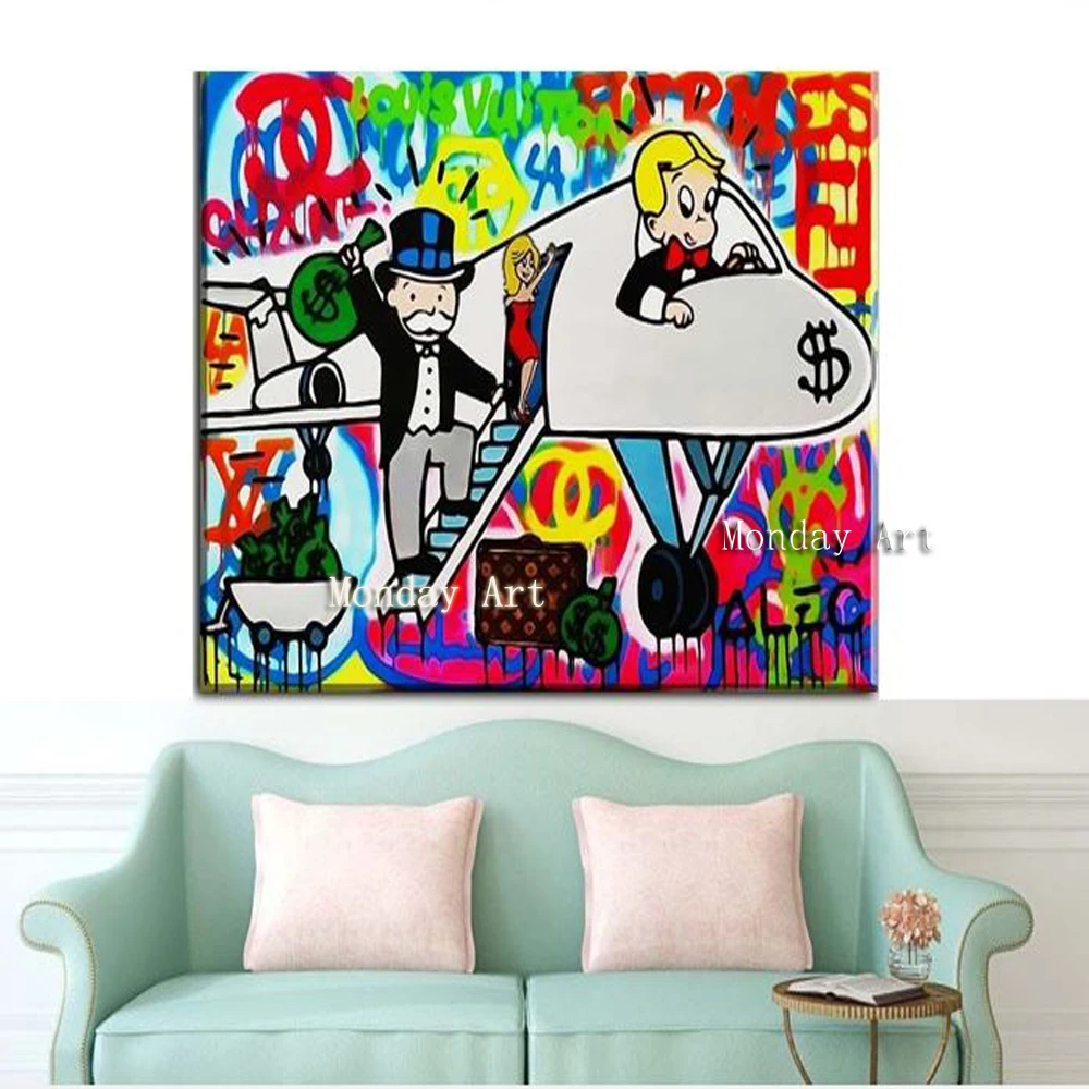 new handmade Mickey picture Alec Graffiti Mouse oil painting Hand painted wall pictures for living room kid's | Дом и сад