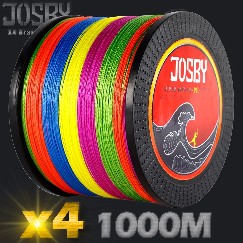 JOSBY плетеная рыболовная леска 1000 м мультифиламентная PE 4 нити рыболовный шнур