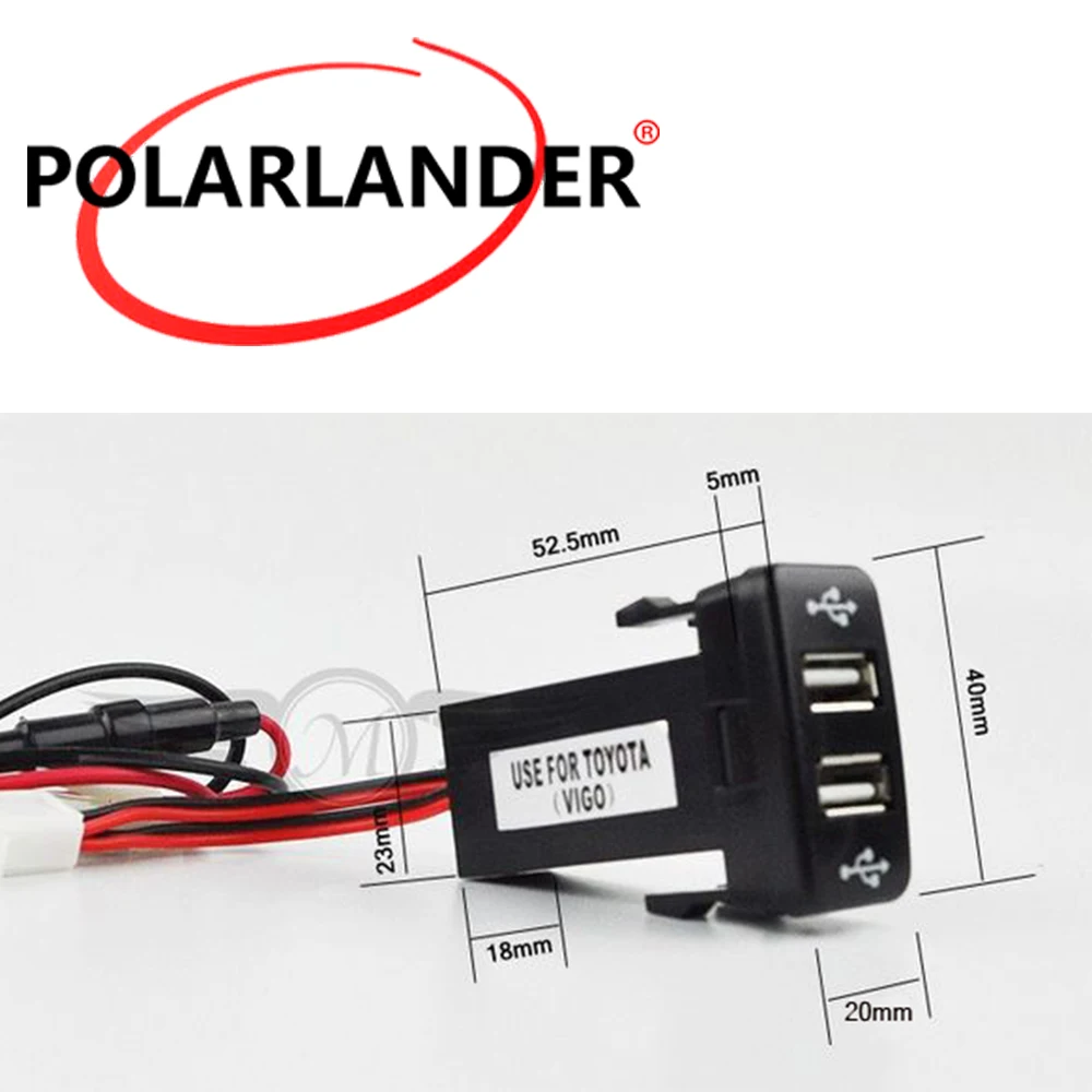 

Dual USB Charger for TOYOTA VIGO Charger Socket Dashboard Phone 12V 2.1A